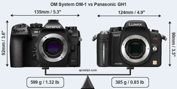 Size OM System OM-1 vs Panasonic GH1