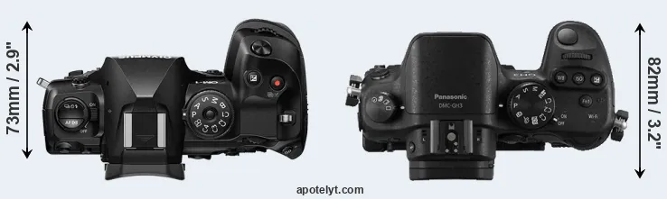Compare OM-1 versus GH3 top