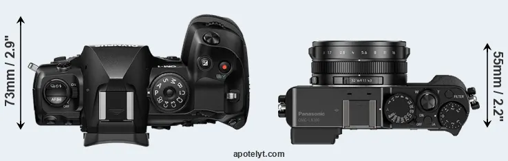 Compare OM-1 versus LX100 top