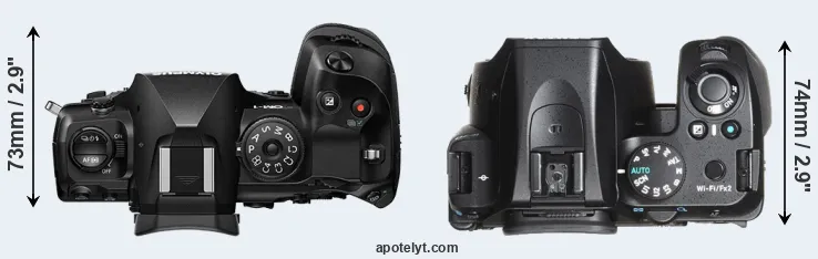 Compare OM-1 versus K-70 top