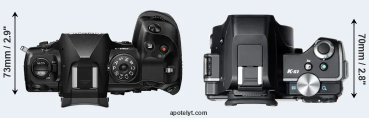 Compare OM-1 versus K-S1 top