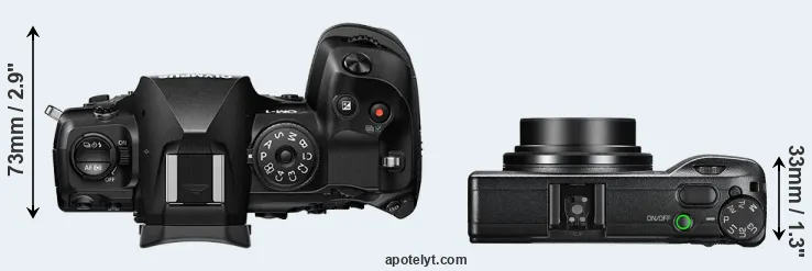 Compare OM-1 versus GR III top
