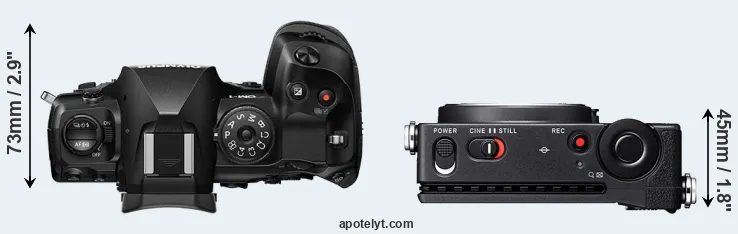 Compare OM-1 versus fp L top