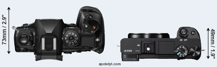 Compare OM-1 versus A6300 top