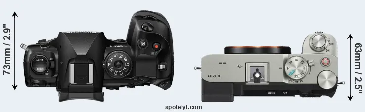 Compare OM-1 versus A7C R top