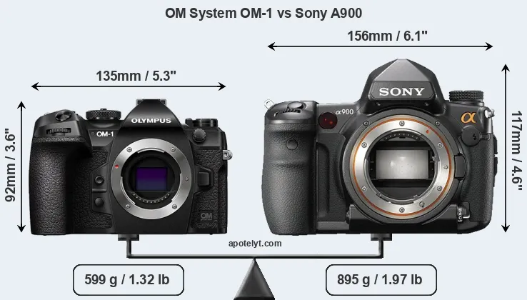 Size OM System OM-1 vs Sony A900