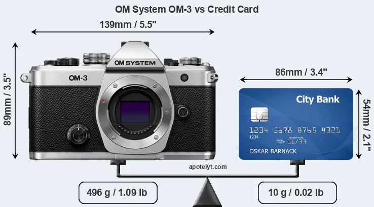OM System OM-3 vs credit card front