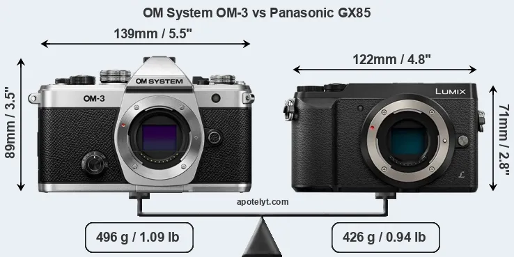 Size OM System OM-3 vs Panasonic GX85