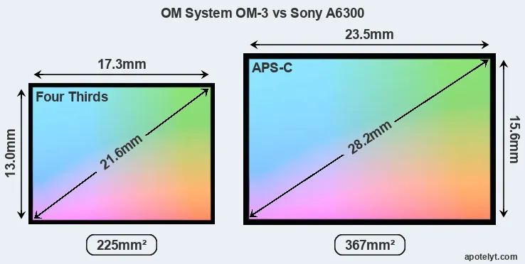 OM System OM-3 and Sony A6300 sensor measures