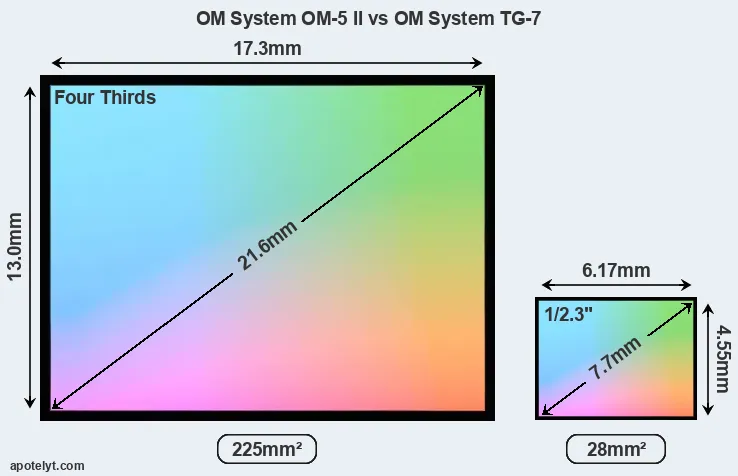 OM System OM-5 II and OM System TG-7 sensor measures