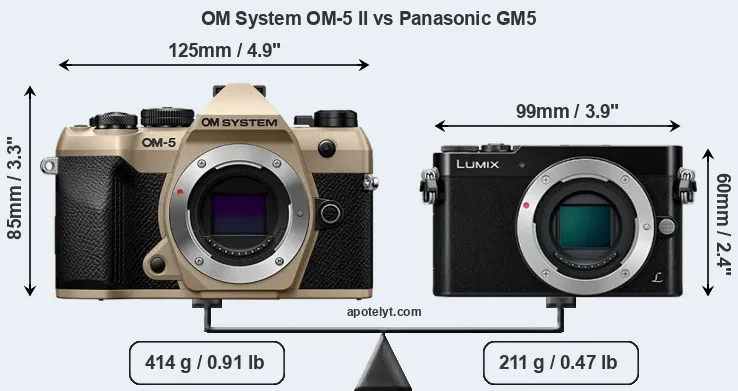 Size OM System OM-5 II vs Panasonic GM5
