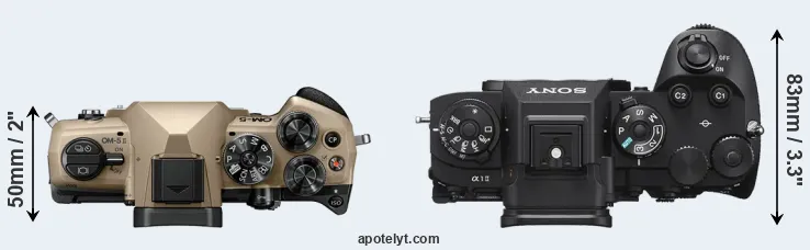 Compare OM-5 II versus A1 II top