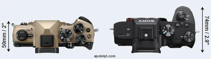 Compare OM-5 II versus A7 III top