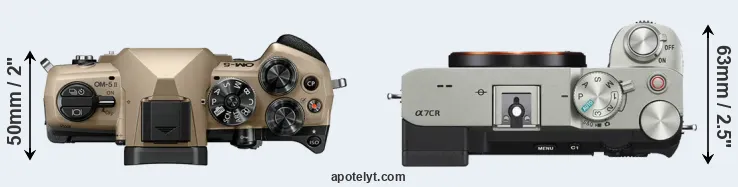 Compare OM-5 II versus A7C R top
