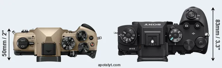 Compare OM-5 II versus A9 III top