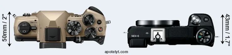 Compare OM-5 II versus NEX-6 top