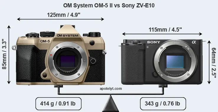 Size OM System OM-5 II vs Sony ZV-E10