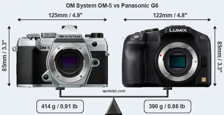 Size OM System OM-5 vs Panasonic G6