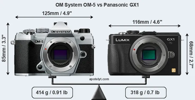 Size OM System OM-5 vs Panasonic GX1
