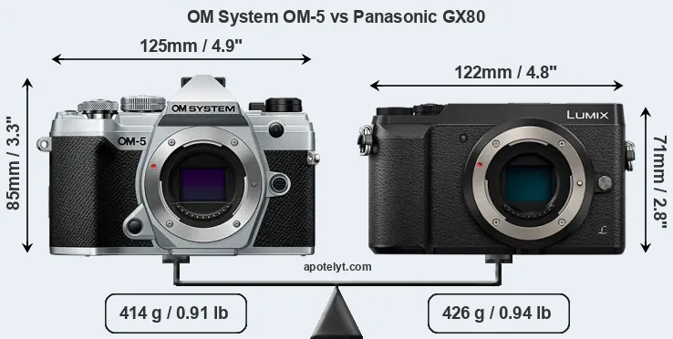 Size OM System OM-5 vs Panasonic GX80