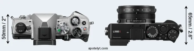 Compare OM-5 versus LX100 II top