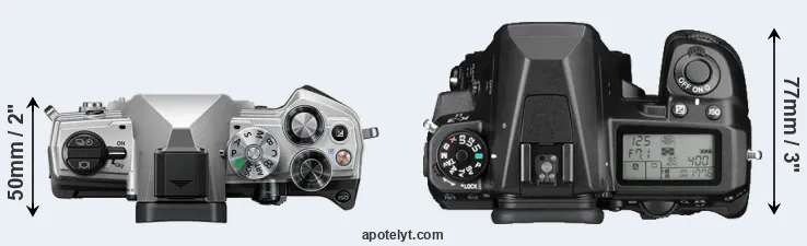 Compare OM-5 versus K-3 II top