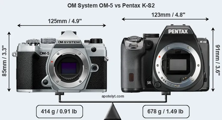 Size OM System OM-5 vs Pentax K-S2