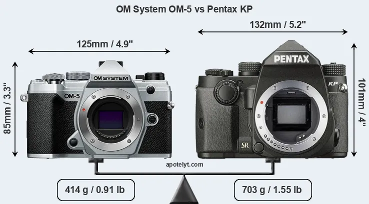 Size OM System OM-5 vs Pentax KP