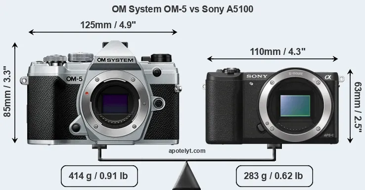 Size OM System OM-5 vs Sony A5100