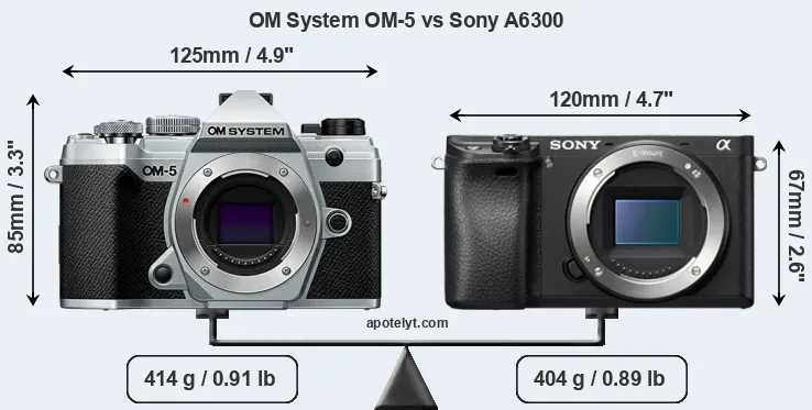Size OM System OM-5 vs Sony A6300