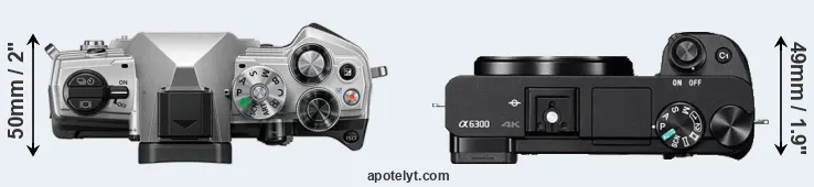 Compare OM-5 versus A6300 top