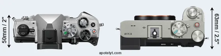 Compare OM-5 versus A7C II top