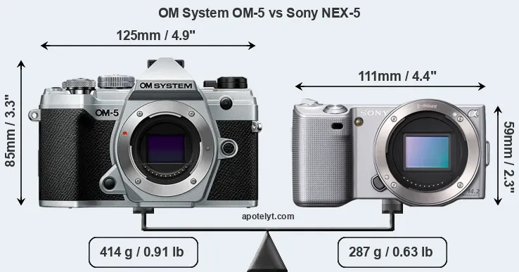 Size OM System OM-5 vs Sony NEX-5