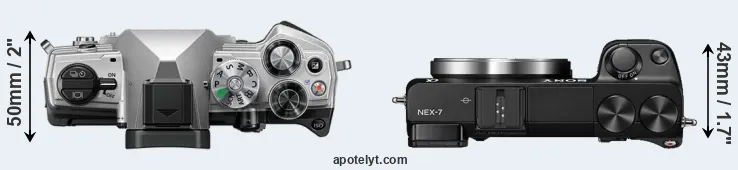 Compare OM-5 versus NEX-7 top