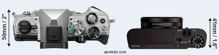 Compare OM-5 versus RX100 III top