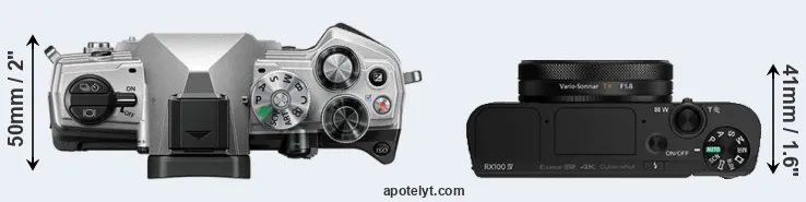 Compare OM-5 versus RX100 IV top