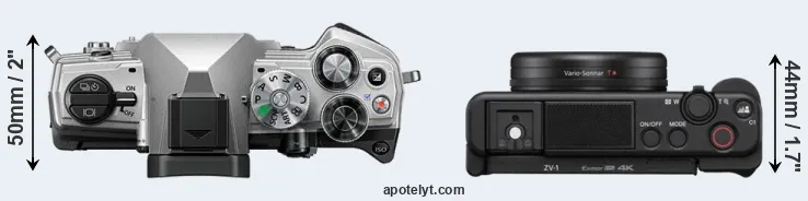 Compare OM-5 versus ZV-1 top