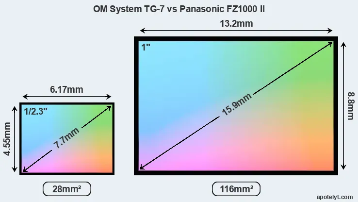 OM System TG-7 and Panasonic FZ1000 II sensor measures