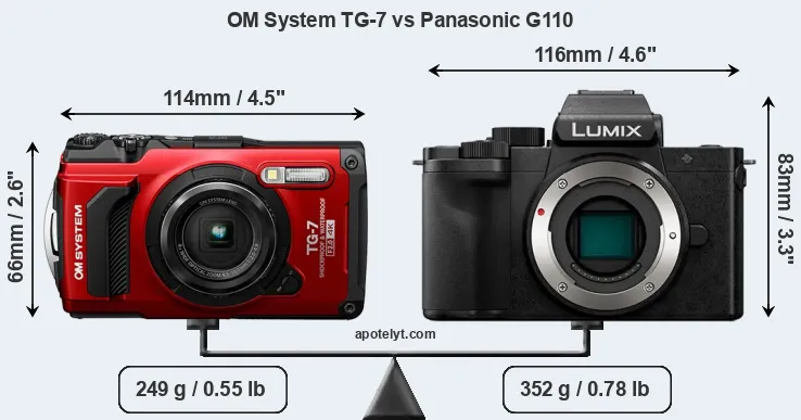 Size OM System TG-7 vs Panasonic G110