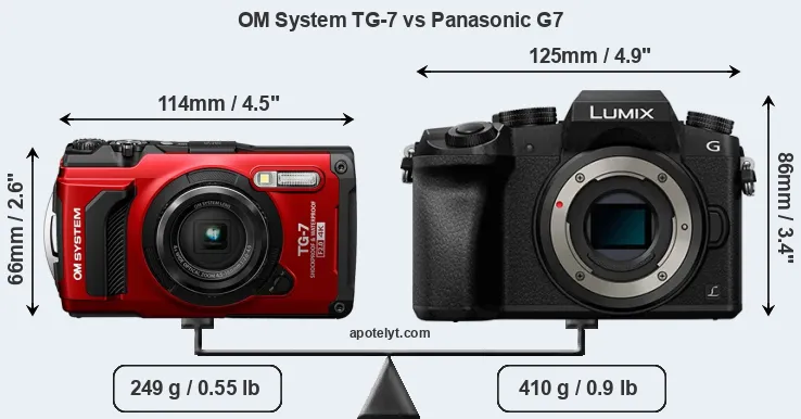 Size OM System TG-7 vs Panasonic G7