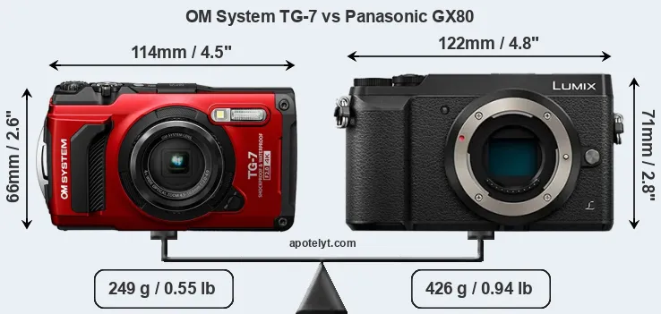 Size OM System TG-7 vs Panasonic GX80