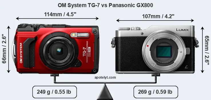 Size OM System TG-7 vs Panasonic GX800