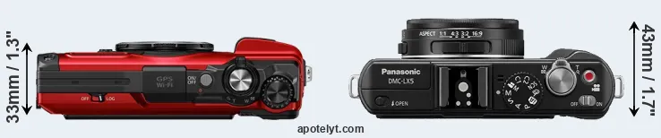 Compare TG-7 versus LX5 top