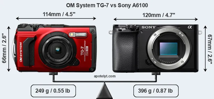 Size OM System TG-7 vs Sony A6100