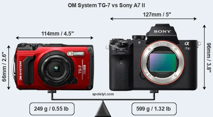 Size OM System TG-7 vs Sony A7 II