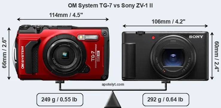 Size OM System TG-7 vs Sony ZV-1 II