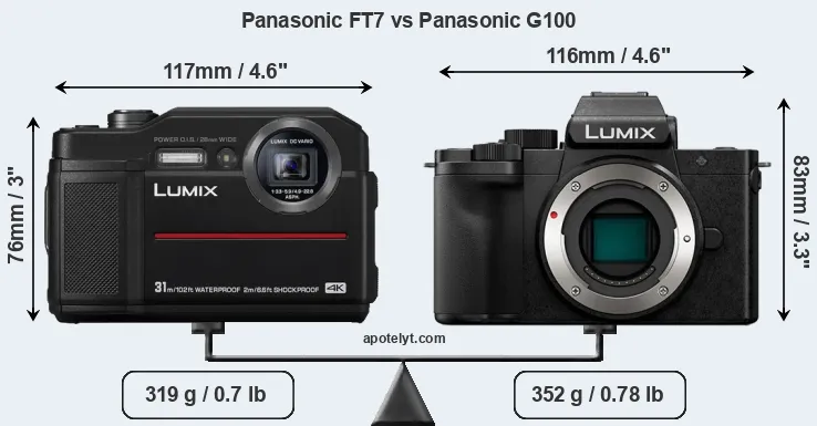 Size Panasonic FT7 vs Panasonic G100
