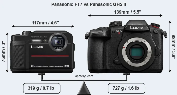 Size Panasonic FT7 vs Panasonic GH5 II