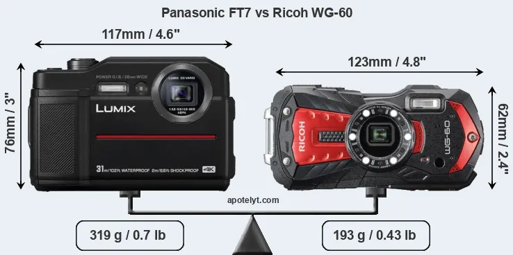 Size Panasonic FT7 vs Ricoh WG-60