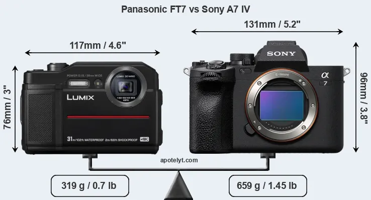 Size Panasonic FT7 vs Sony A7 IV